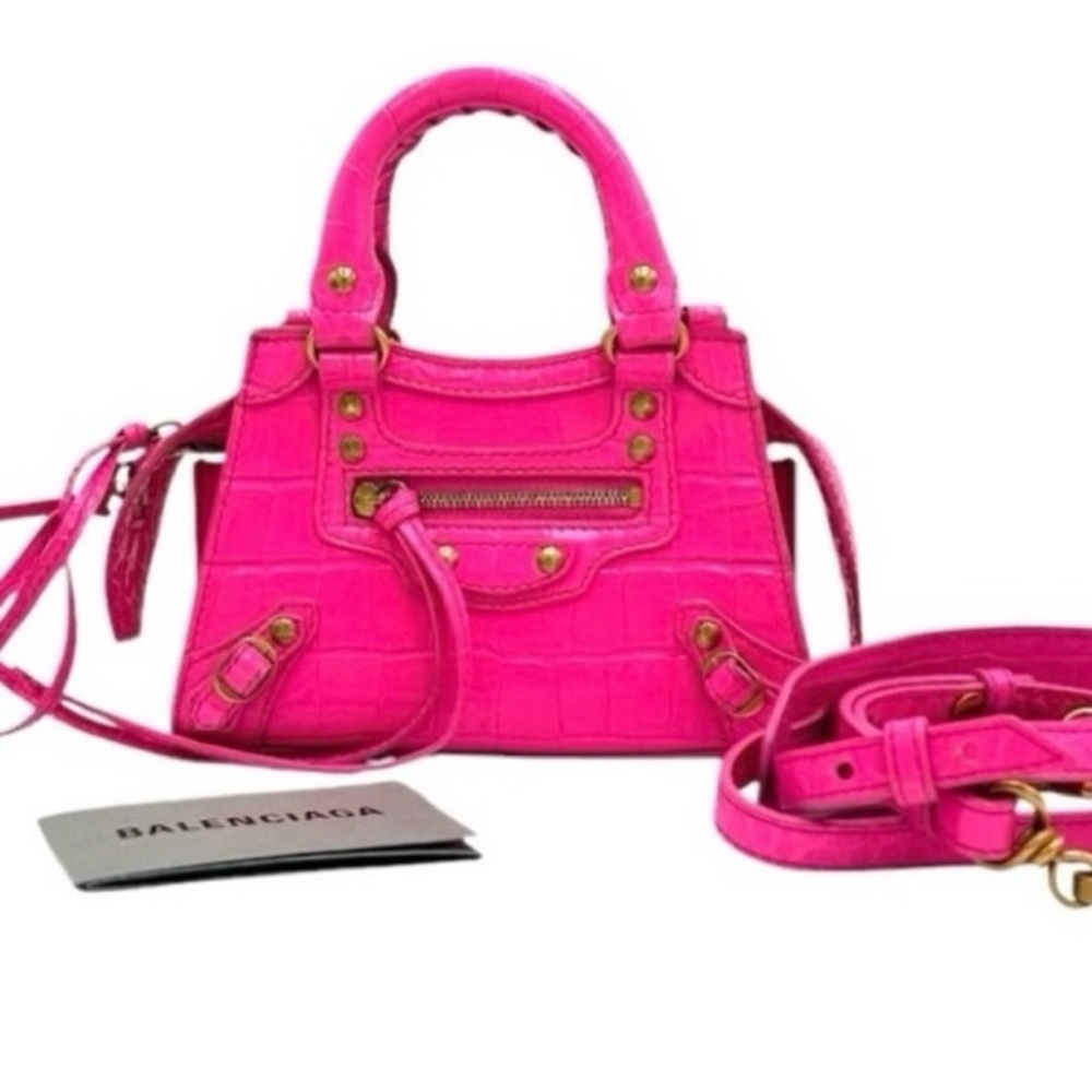 Balenciaga Mini Neo Classic City Pink Crocodile Bag